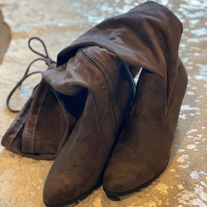 Thigh High Dark Charcoal Gray Suede Boots